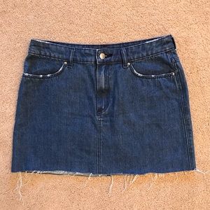 HM Divided Denim Mini Skirt Cut Off Distressed Size 6 Festival Club Rave Summer